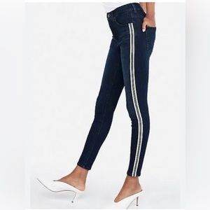 Express striped dark wash jeans
